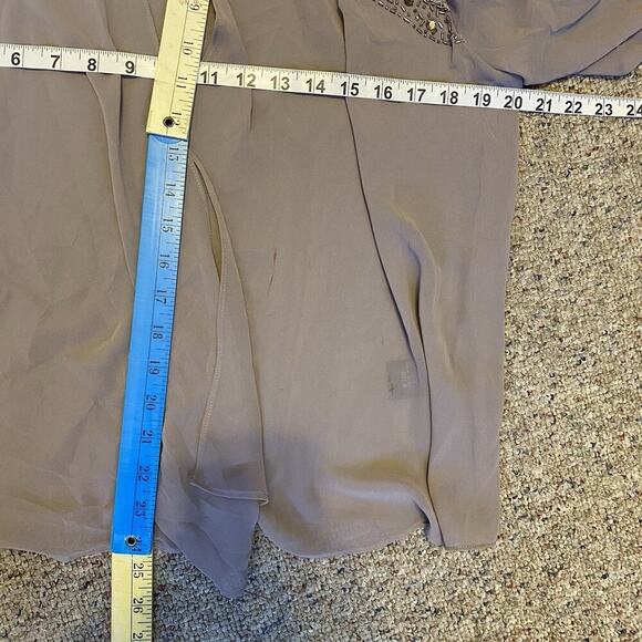 Y2K Silky Open Kimono Cardigan Jacket Sheer Sequin Women Sz 8 Formal Boho Light - Picture 3 of 9